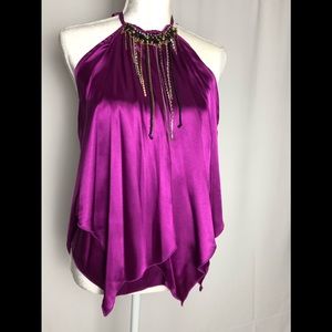 Purple Rhinestone Beaded Blouse